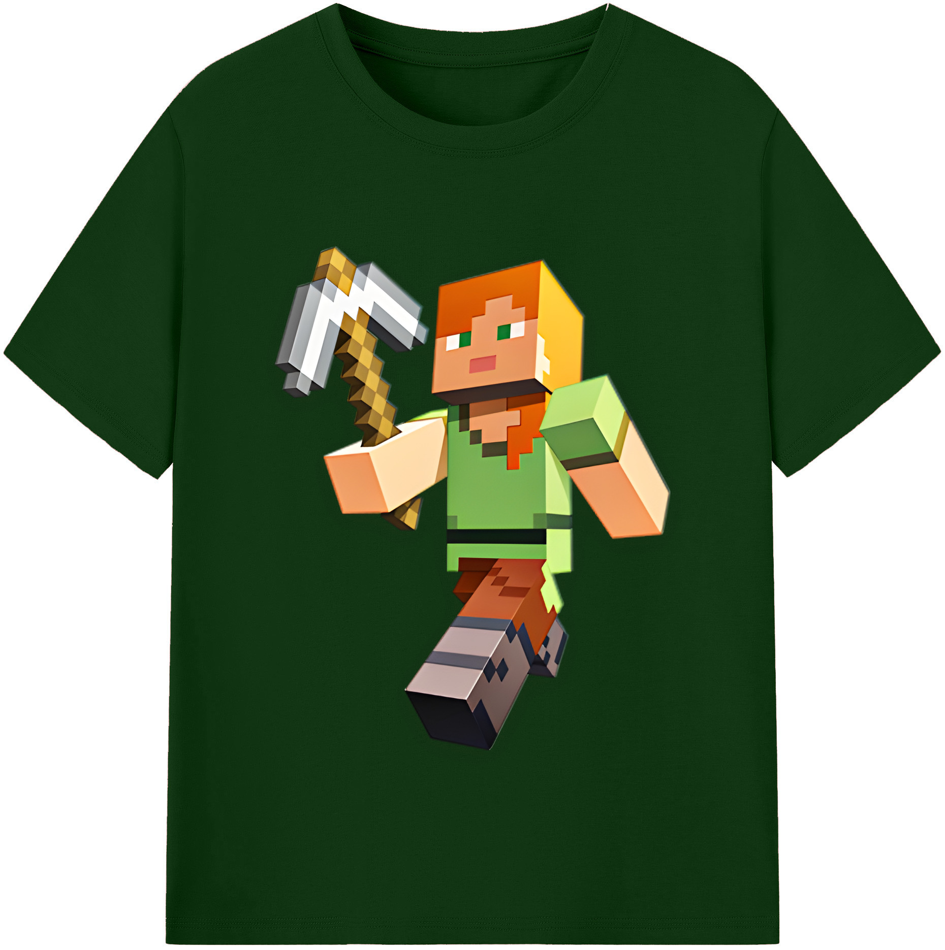 （画像用） マインクラフト ブロックの世界 Minecraft MC Block world 綿100％半袖Tシャツ（フロントプリント）